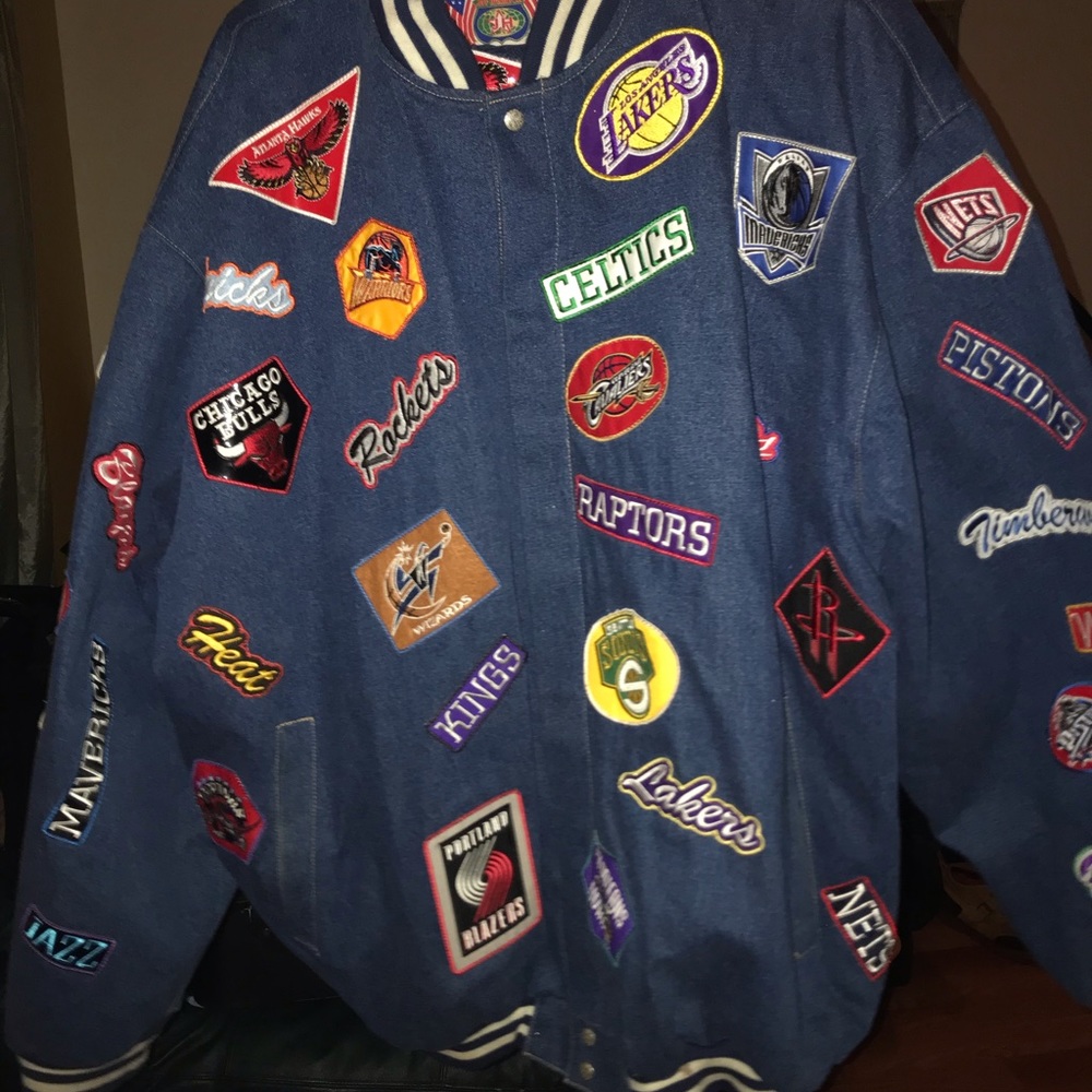 “ RARE” Vintage Jeff Hamilton NBA Logo Denim suit